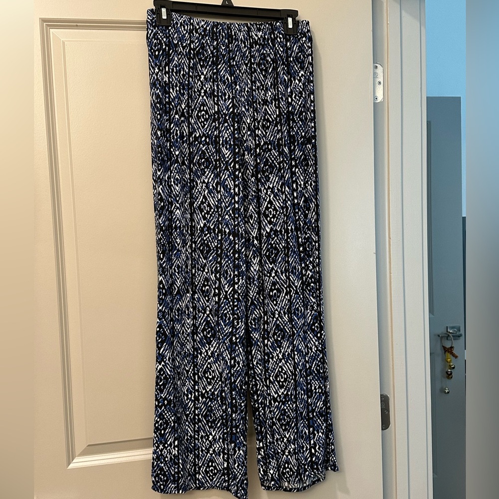 Navy blue, black, and white pants